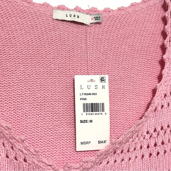 NWT Lush Pink Crochet Women's Sweater Medium - Picture 4 of 4